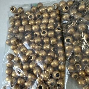 3 Grab Bags Of Assorted Metallic Beads, Spacers And Caps Brassy/Gold Finish